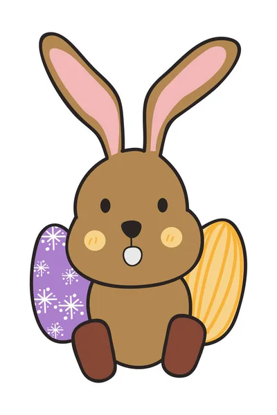 Paskalya Yumurtalı Şirin Komik Tavşan Tavşan Paskalya Çizimi — Stok Vektör