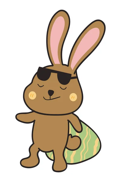 Conejo Lindo Divertido Con Huevo Pascua Ilustración Pascua Conejo — Archivo Imágenes Vectoriales