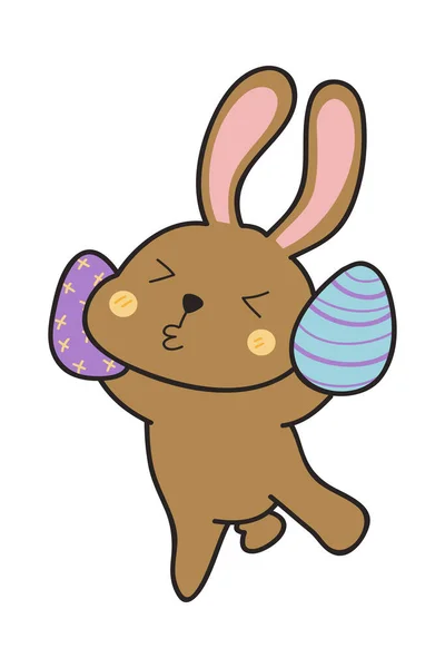 Conejo Lindo Divertido Con Huevo Pascua Ilustración Pascua Conejo — Archivo Imágenes Vectoriales