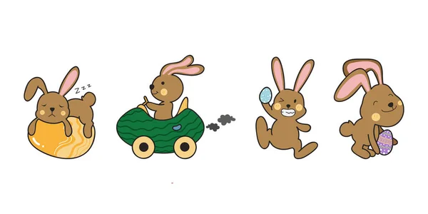 Милий Смішний Кролик Пасхальним Яйцем Кролик Великодня Ілюстрація — стоковий вектор