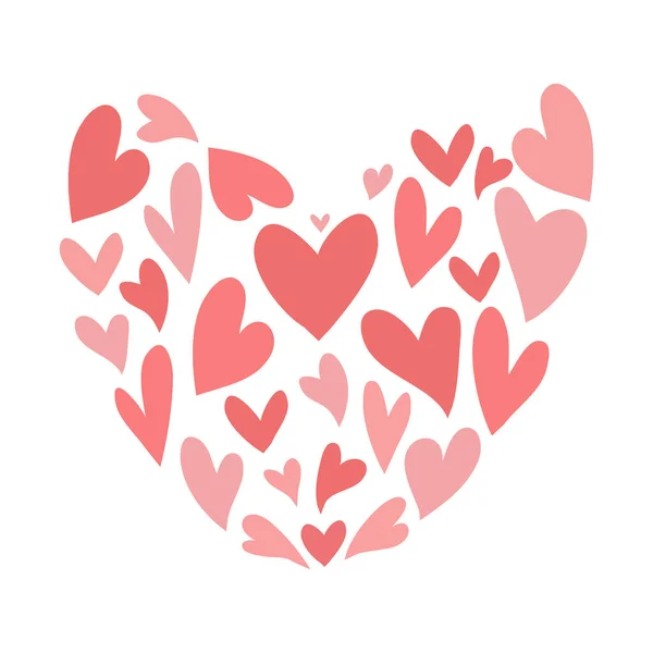 Corações Amor Decorativos Isolados Fundo Branco Símbolos Desenhados Mão Vetorial — Vetor de Stock