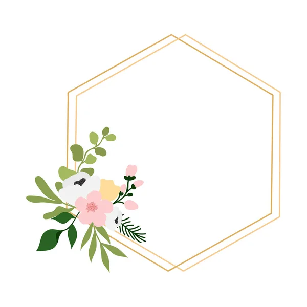 Virágos Keret Dekoráció Meghívó Esküvői Dísz Koncepció Virágos Határelem Esküvői — Stock Vector