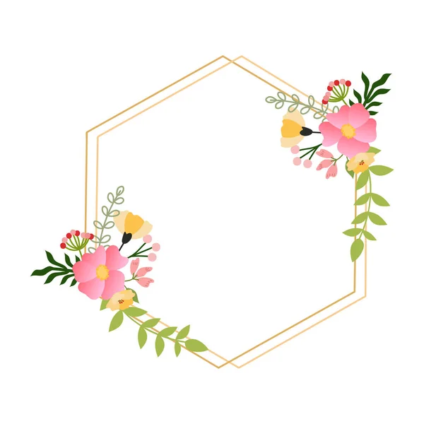 Davetiye Için Çiçek Çerçevesi Dekorasyonu Düğün Süsü Konsepti Çiçek Sınır — Stok Vektör