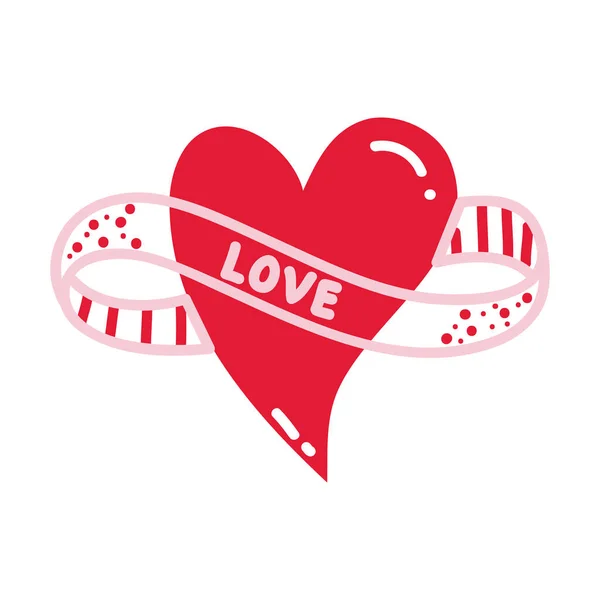 バレンタインデーの装飾のための愛のハートハンドドロー要素イラスト — ストックベクタ