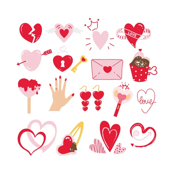 Miłość Serce Ręcznie Rysowane Element Ilustracji Walentynki Dekoracji — Wektor stockowy