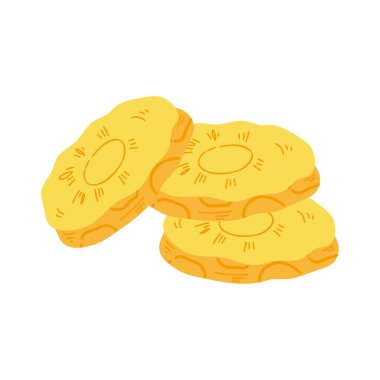 El yapımı ananas çizimi. Beyaz arka planda izole edilmiş. Taze Yaz Meyve İllüstrasyonu.