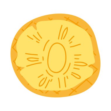 El yapımı ananas çizimi. Beyaz arka planda izole edilmiş. Taze Yaz Meyve İllüstrasyonu.