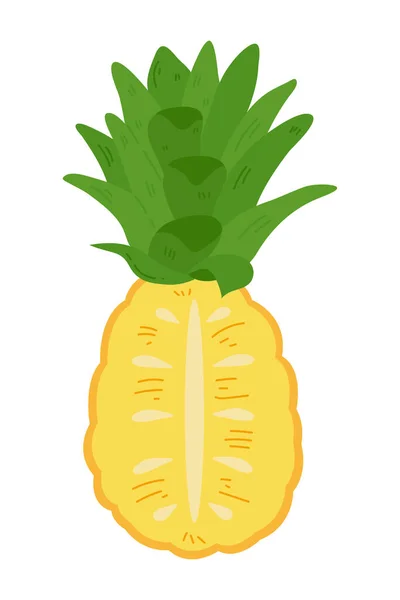 Handgezeichnete Ananas Illustration Auf Weißem Hintergrund Illustration Für Frisches Sommerobst — Stockvektor