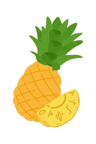 Handgezeichnete Ananas Illustration Auf Weißem Hintergrund Illustration Für Frisches Sommerobst — Stockvektor