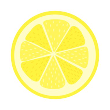 Taze Limon İllüstrasyonu Beyaz Arkaplanda İzole Edildi. Limon Dilimli Çizgi Film Çizimi.