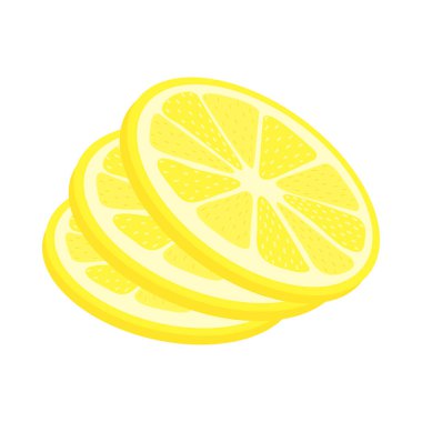 Taze Limon İllüstrasyonu Beyaz Arkaplanda İzole Edildi. Limon Dilimli Çizgi Film Çizimi.