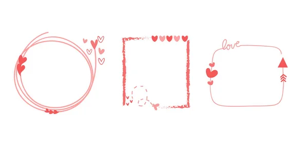 Sevgililer Günü Tasarımı Için Çizimi Aşk Çerçeve Tasarımı Doodle Tarzı — Stok Vektör