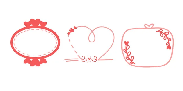 Hand Drawn Love Frame Decoration Valentine Day Design Dalam Bahasa - Stok Vektor