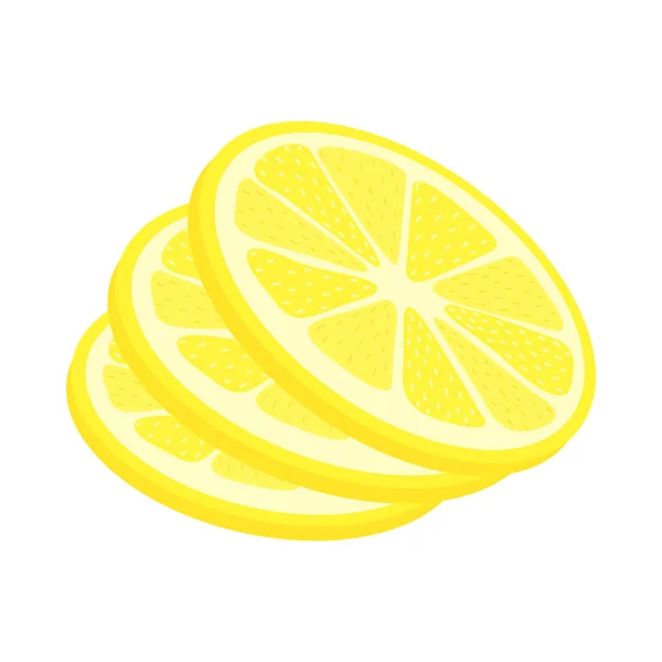Φρέσκια Απεικόνιση Λεμονιού Απομονωμένη Λευκό Φόντο Λεμόνι Φέτα Εικονογράφηση Κινουμένων — Διανυσματικό Αρχείο
