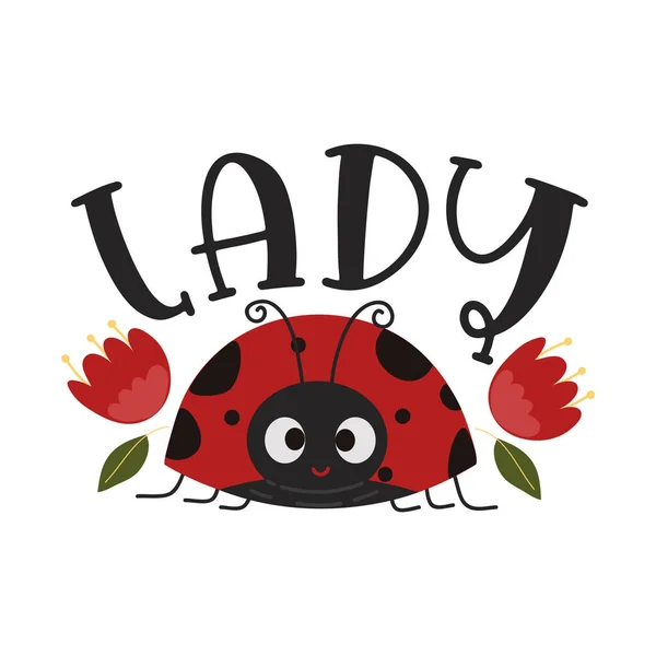 Love Bug Inspirational Lettering Quotes Lady Bug Illustration Valentines Day — 스톡 벡터