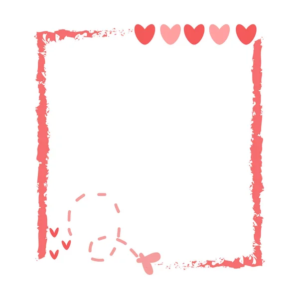 Hand Drawn Love Frame Decoration Valentine Day Design Doodle Style — Stock Vector