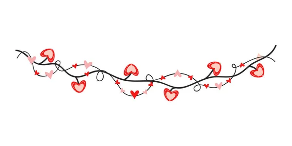 Heart String Element Decoración Para San Valentín Mujeres Invitación Saludo — Vector de stock