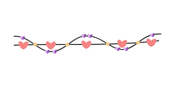 Srdce String Element Dekorace Pro Valentinky Ženy Den Matek Pozdrav — Stockový vektor