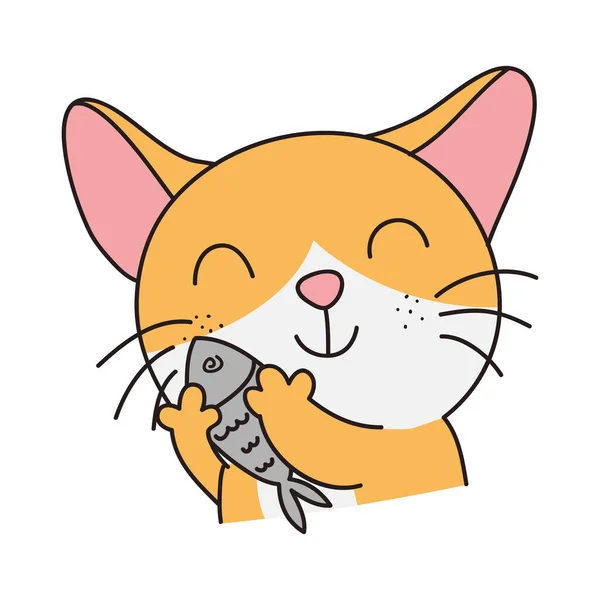 Met Hand Getekend Schattige Kat Sticker Geïsoleerd Witte Achtergrond Leuke — Stockvector