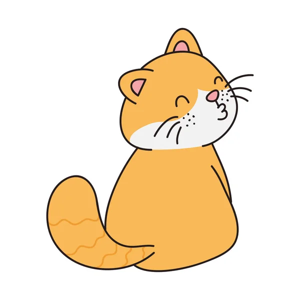 Hand Drawn Cute Cat Sticker Isolated White Background Cute Orange — Stock Vector