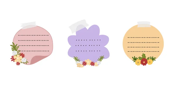Poznámka Papír Květinovým Aranžmá Roztomilé Kawaiské Tóny Květinami Seznam Krásný — Stockový vektor