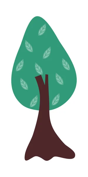 Κινούμενο Δέντρο Απομονωμένο Λευκό Φόντο Απλό Μοντέρνο Στυλ Χαριτωμένα Πράσινα — Διανυσματικό Αρχείο