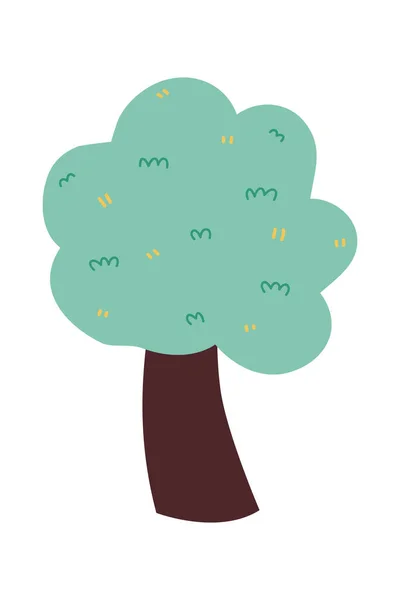 Мультяшне Дерево Ізольовано Білому Тлі Простий Сучасний Стиль Милі Зелені — стоковий вектор