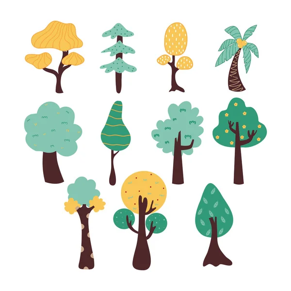 Árvore Dos Desenhos Animados Isolado Fundo Branco Estilo Moderno Simples — Vetor de Stock
