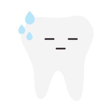 Diş çizgi film karakteri çizimi. Çizgi film karakteri. Şirin dişçi maskotu. Ağız sağlığı ve diş muayenesi. Tıbbi dişçi aracı ögesi.