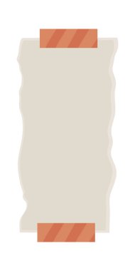 Yırtık kağıt çizimi beyaz arkaplanda izole edildi. Yırtık kenarlı gerçekçi kağıt kırıntıları. Yapışkan notlar, defter sayfalarının parçaları. Yapışkan bantla yırtılmış kağıtlar