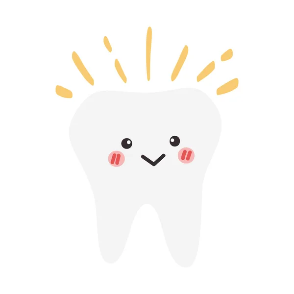 Ilustracja Postaci Kreskówki Kreskówkowy Charakter Dentystyczny Słodka Maskotka Dentystyczna Zdrowie — Wektor stockowy