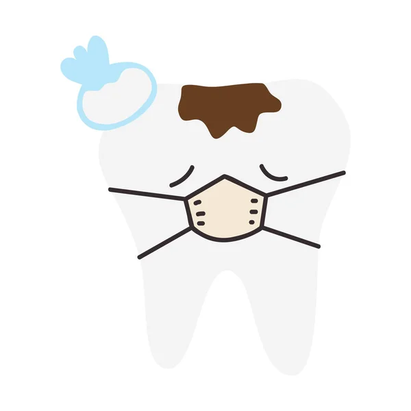 Zähne Zeichentrickfigur Illustration Zeichentrick Charakter Nettes Zahnarzt Maskottchen Zahngesundheit Und — Stockvektor