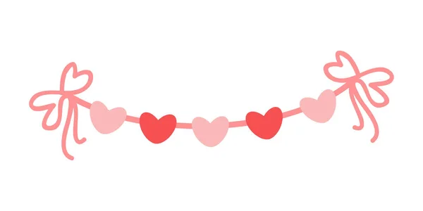 Ładny Różowy Płaski Buntings Girlandy Flagi Wystrój Uroczystości Walentynki Cute — Wektor stockowy