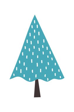 Kış Ağacı Çizimi. Kış karla kaplı ağaçlar. Noel sahnesi için unsurlar. Düz çizgi film tarzında renkli Ağaçlar vektör çizimi.