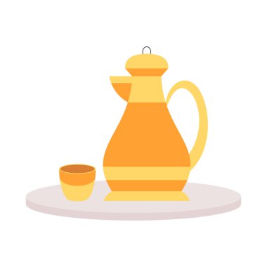 İslami Element İllüstrasyonu. Ramazan ikonu, fener, deve, cami. Düz stil. İzole edilmiş premium vektör çizimi. Ramazan Kareem kutlaması için mükemmel..