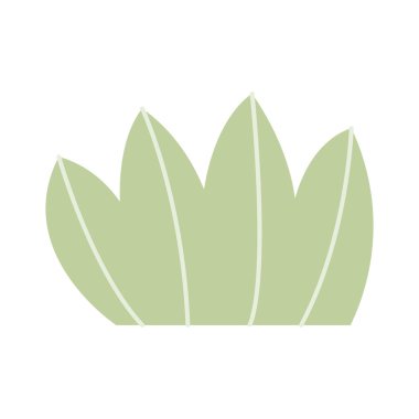 Çalılıklar ve Çimen Çizimleri. Basit soyut çiçekli düz çizgi film vektör çizimi. Bahçe yeşili bitki beyaz arka planda izole. Yankı ögesi