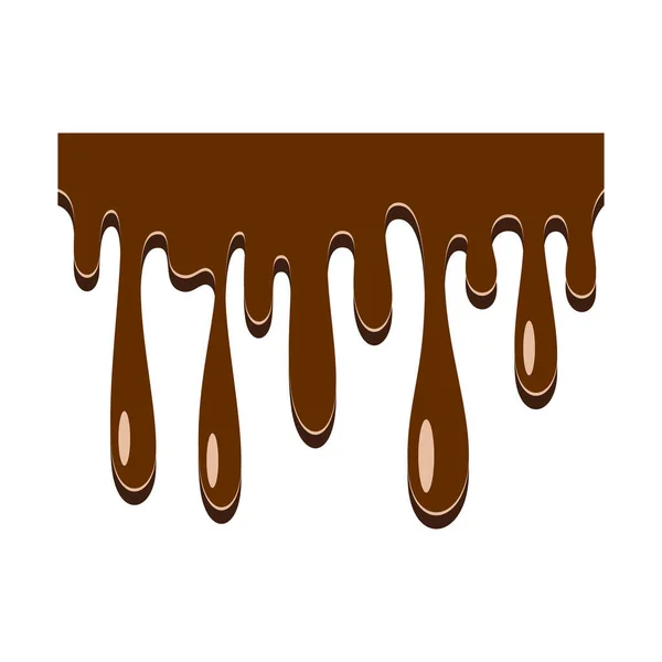 Kusursuz Çikolata Damlayan Kenar Beyaz Arka Planda Izole Edilmiş Çikolata — Stok Vektör