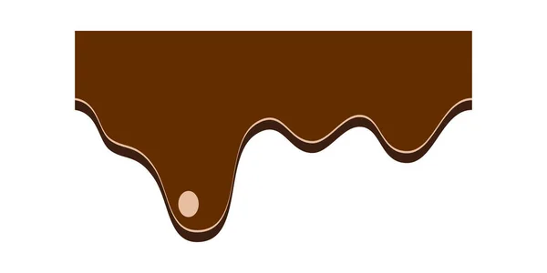 Naadloze Druppelende Chocoladegrens Druppelende Chocoladerand Geïsoleerd Witte Achtergrond Grafisch Design — Stockvector