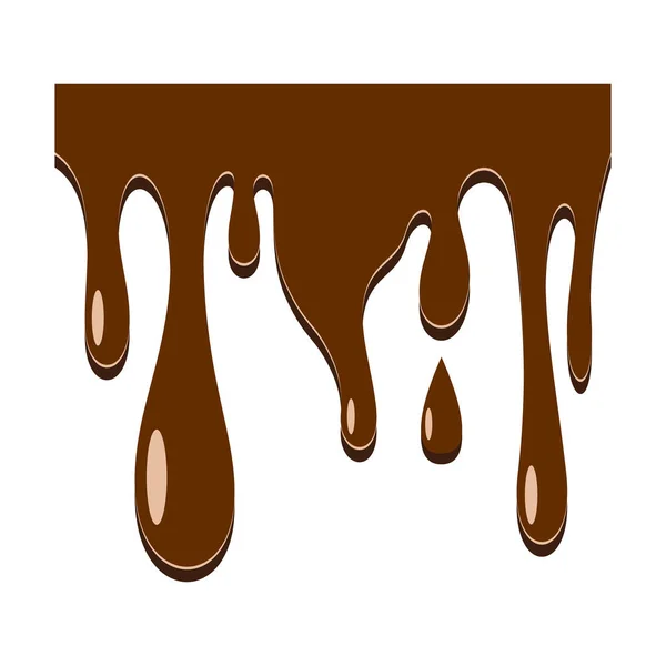 Kusursuz Çikolata Damlayan Kenar Beyaz Arka Planda Izole Edilmiş Çikolata — Stok Vektör