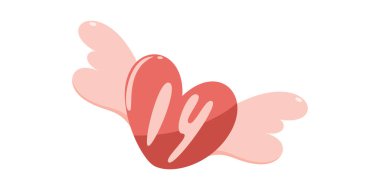 Sevgililer Günü Element İllüstrasyonu Beyaz Arkaplanda İzole Edildi. Valentine Simgesi. Pembe Sevgililer Günü elementi. Çıkartma kiti şablonu, Tebrik ederim, Davetiyeler, Planlamacılar. 