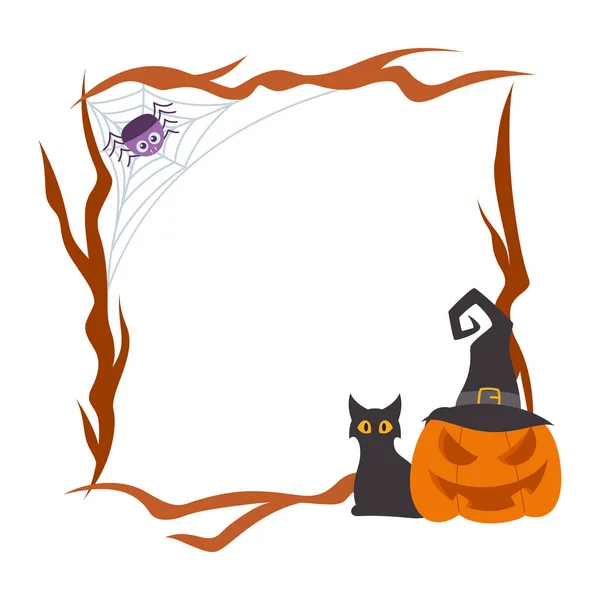 Elemento Quadro Halloween Halloween Border Decoration Moldura Círculo Halloween Feliz — Vetor de Stock