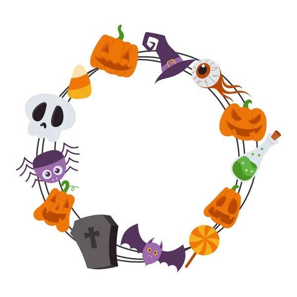Élément Cadre Halloween Décoration Frontière Halloween Cadre Bordure Cercle Halloween — Image vectorielle
