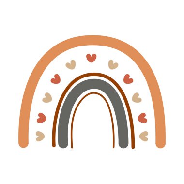 Şirin gökkuşağı çizimi. El yapımı pastel gökkuşağı bebek tebrik kartı dekoratif elementleri. Bebek odası gökkuşağı elementleri.