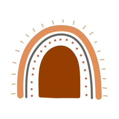 Şirin gökkuşağı çizimi. El yapımı pastel gökkuşağı bebek tebrik kartı dekoratif elementleri. Bebek odası gökkuşağı elementleri.