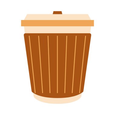 Kahve tasviri beyaz arka planda izole edildi. Bir fincan kahve, buzlu kahve, sıcak kahve, düz karton resim. Kafe, bar ve restoran gibi enerji dolu içecekler..