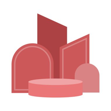 Pastel Renkli Minimalist Podyum Sahnesi çizimi. Sahne gösterisi için Estetik Podyum Sahne İllüstrasyonu, ürün gösterimi.