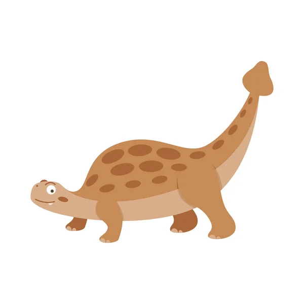 Dinosaurie Tecknad Illustration Isolerad Vit Bakgrund Förtjusande Komiska Dinosaurier Karaktär — Stock vektor