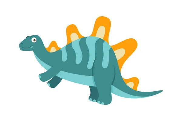 Dinosaur Cartoon Illustration Isolated White Background Adorable Comic Dinosaurs Character — Stock Vector
