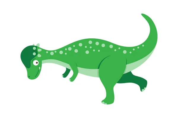 Ilustracja Kreskówki Dinozaura Białym Tle Uroczy Komiczny Charakter Dinozaurów Słodki — Wektor stockowy