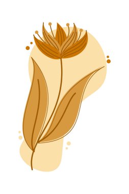 Estetik Çiçek İllüstrasyonu. Basit çiçek tasarımı. Çiçek koleksiyonu. El çizimi çiçek çizimi. Botanik çiçek taslağı. Bitki, çiçek silueti. Düğün skeci. Vektör illüstrasyonu.